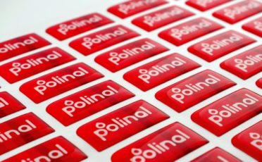 A sheet of 3D domed stickers ready to be shipped to the customer