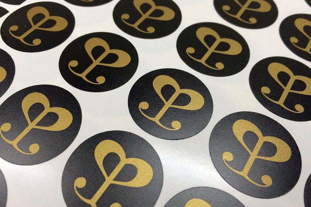 Gold metallic labels for the product 