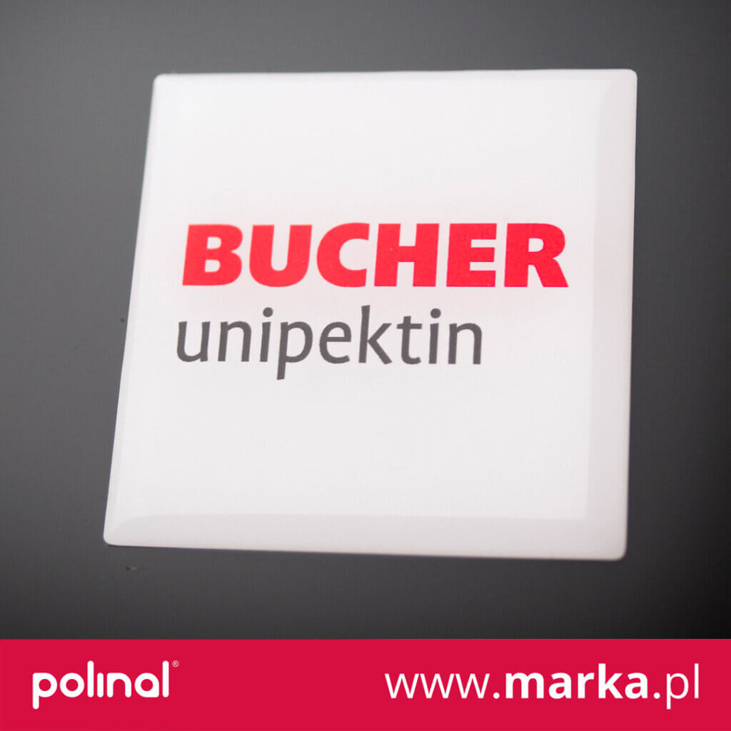 White dome label with the Bucher unipektin logotype